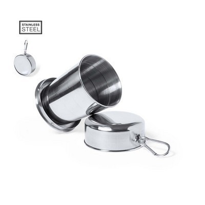 CUP FOLDABLE made from stainless steel 22oml capacity with carabiner