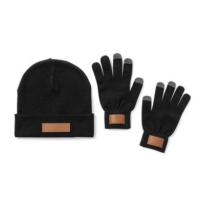 Beanie and gloves set gloves with 3 touch screen fingers PRASAN