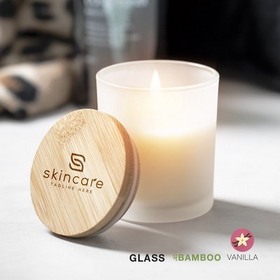 Candle Aromatic with vanilla scent in a glass jar with bamboo lid Trivak 