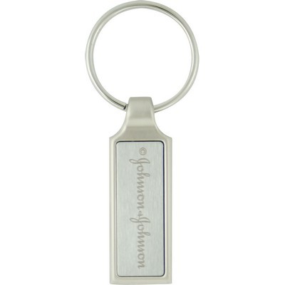 Metal key ring - rectangular with satin inlay