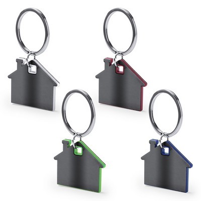 Keyring House shape in grey with coloured insert