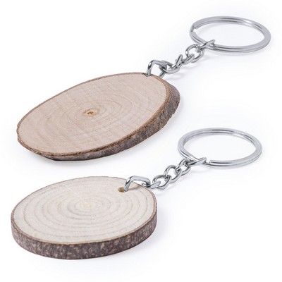 Keyring Beech wood cuts in oval or round shapes each one has its own texture