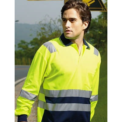 Unisex Adults Hi-Vis Polyface / Cotton Back Polo With Reflective Tape