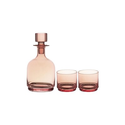 M&W Glamour Stacked Decanter Set 3pc Pink