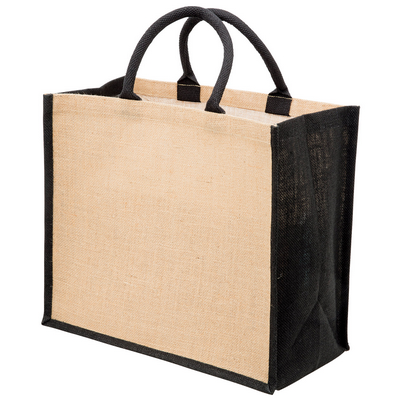 Large Eco Jute Tote - Natural,Black