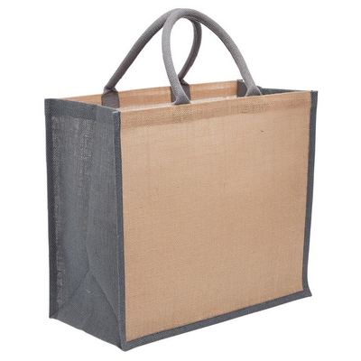 Large Eco Jute Tote - Natural,Grey