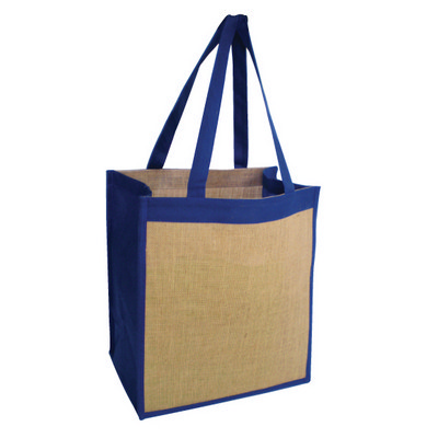 Ecowise Jute Tote - Natural,Navy