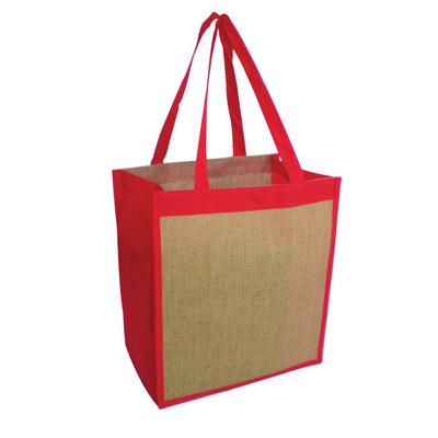 Ecowise Jute Tote - Natural,Red