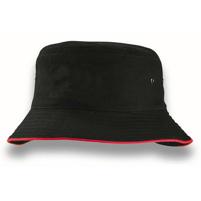 Bucket Hat - Black,Red - L-XL