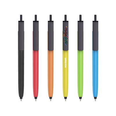 Push Button Pen - Colour Barrel with Black Cap