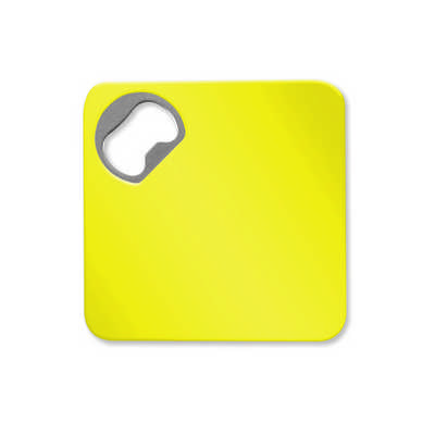 Square Coaster Bottle Opener - Yellow