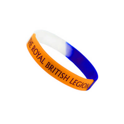 Silicone Wrist-Band With Tri Colour - Orange