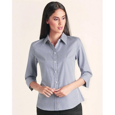 Ladies' Two Tone Check 3/4 Sleeve Shirt