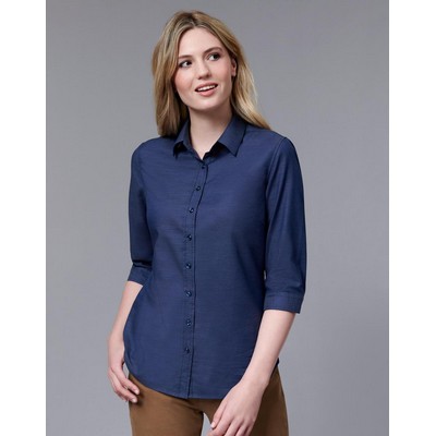 Ladies' Pin Dot Stretch 3/4 Sleeve Shirt