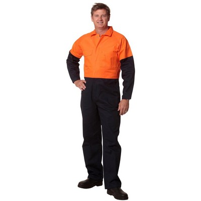 Hi-Vis Two Tone Men's Cotton Drill Coverall-Stout