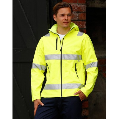 Hi-Vis Softshell Hooded Jacket With 3M Tape