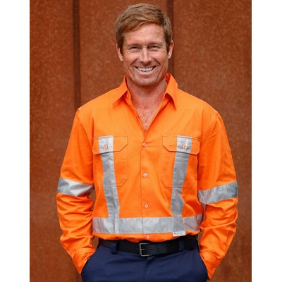 Men's Hi-Vis L/S Drill Shirt With 3M Tapes