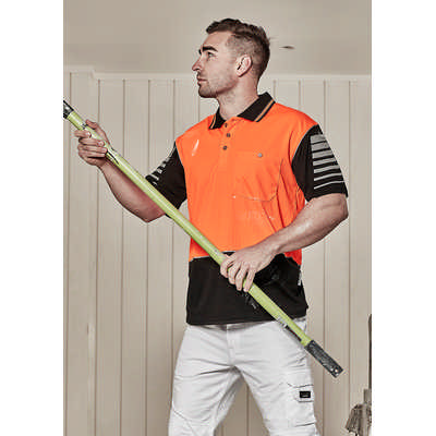 Mens Hi Vis Zone Short Sleeve Polo