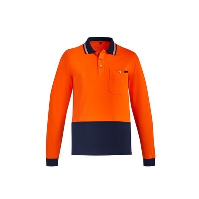 Mens Hi Vis Cotton Long Sleeve Polo