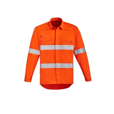 Mens Orange Flame Hi Vis Open Front Shirt - Hoop Taped