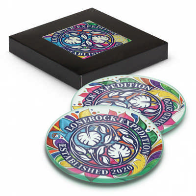 Venice Glass Coaster Set of 2 Round - Full Colour - (printed with 4 colour(s))  (120165_TRDZ)
